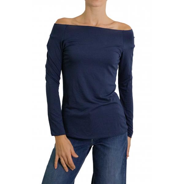 Maglia con scollo a scatoletta con manica lunga 
